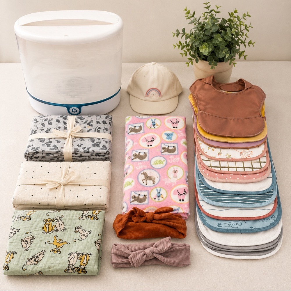 Colorful Baby Bib and Blanket Set